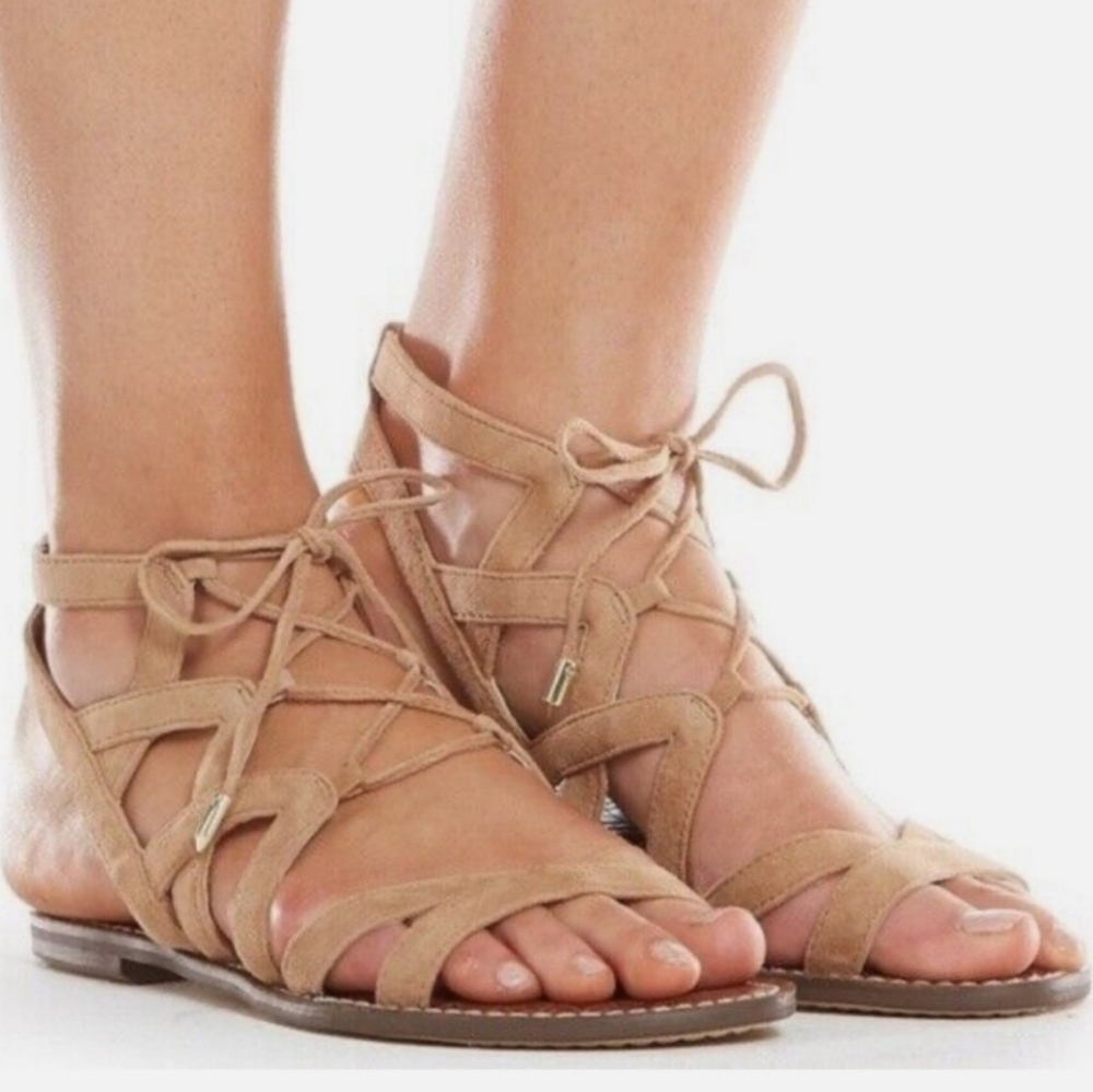Sam Edelman GEMMA Suede Gladiator Sandal, 10, Tan